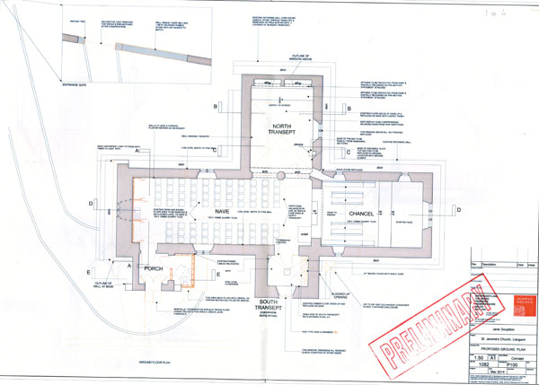Detailed plans of St Jerome's Church, Llangwm